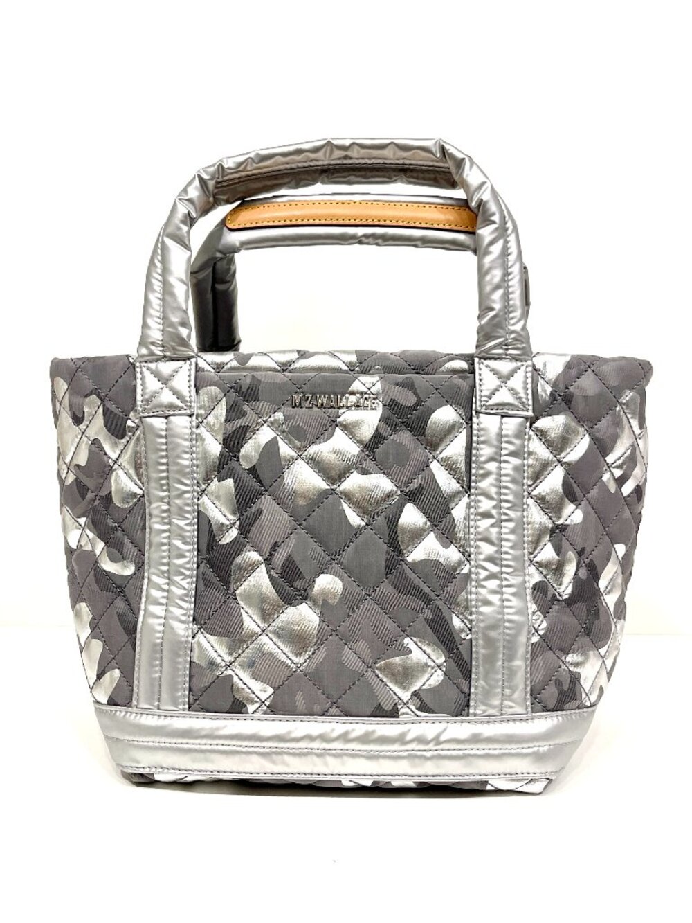 MZ Wallace Small Empire Tote | Silver Metallic Camo | Crossbody Strap + Pouch